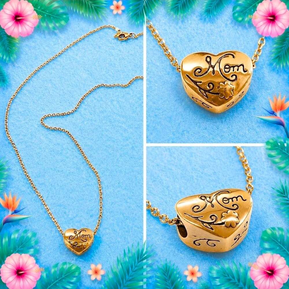 J0025 Stainless Steel Gold Heart Mom Necklace